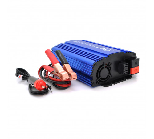 Інвертор напруги Tommatech MS-600, 12V/220V, 600W з апроксимованою синусоїдою, 1Shuko, USB, клемні дроти, АЗУ+ затискачі, Q15