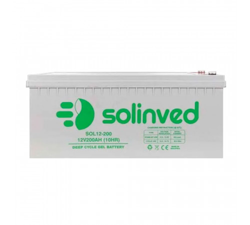 Аккумуляторная батарея SOLINVED 200-12 GEL 12V 200 Ah (522 x 240 x 224), 60.3 кг Grey Q1/48
