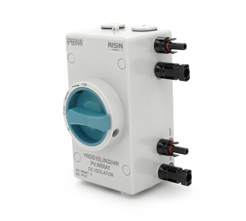 Ручной выключатель Risin, 1000V, 32A, 4P, IP66, вход лево-право, Grey