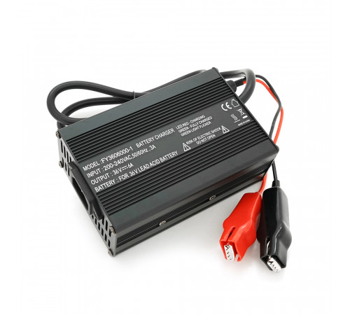 Зарядное устройство для аккумулятора AGM 36V,6A,+ крокодилы,135x90x50mm