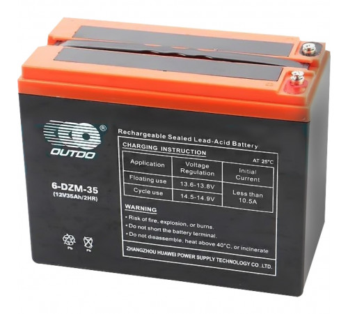 Тягова акумуляторна батарея AGM OUTDO 6-DZM-35 (EVF-35), 12V 35Ah, (223 х 105 х 174), Q1 Тягова акумуляторна батарея AGM OUTDO 6-DZM-35 (EVF-35), 12V 35Ah, (223 х 105 х 174), Q1