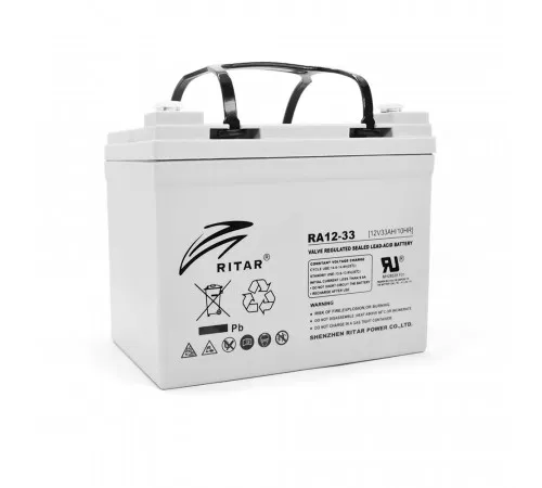 Аккумуляторная батарея AGM RITAR RA12-33, Gray Case, 12V 33.0Ah ( 195 x 130 x155 (168) ) Q1
