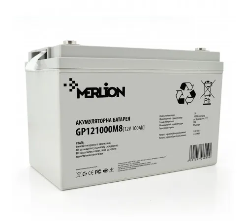 Аккумуляторная батарея MERLION AGM GP121000M8 12 V 100 Ah (329 x 172 x 218) White Q1