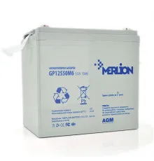 Акумуляторна батарея MERLION AGM GP12550M6 12 V 55 Ah ( 225 x 135 x 210 (215) ) Q1/48