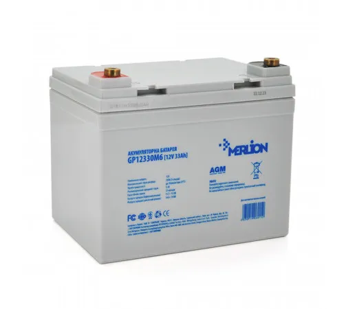 Акумуляторна батарея MERLION AGM GP12330M6 12 V 33 Ah ( 195 x 130 x 155 (165) ) White Q1 Акумуляторна батарея MERLION AGM GP12330M6 12 V 33 Ah ( 195 x 130 x 155 (165) ) White Q1