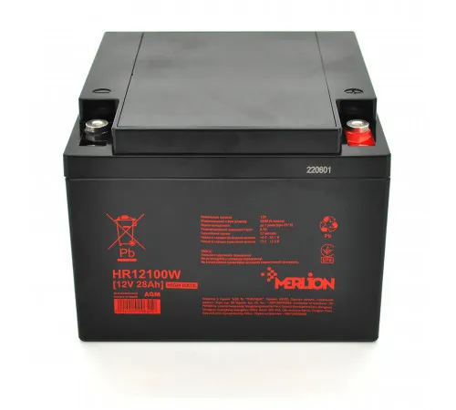 Аккумуляторная батарея MERLION HR12100W, 12V 28Ah Black ( 166 х 175 х 125 (125) )