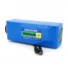 Акумуляторна батарея літієва QiSuo 12V 30A з елементами Li-ion 18650, DC5.5x2.1, (187x57x68mm)