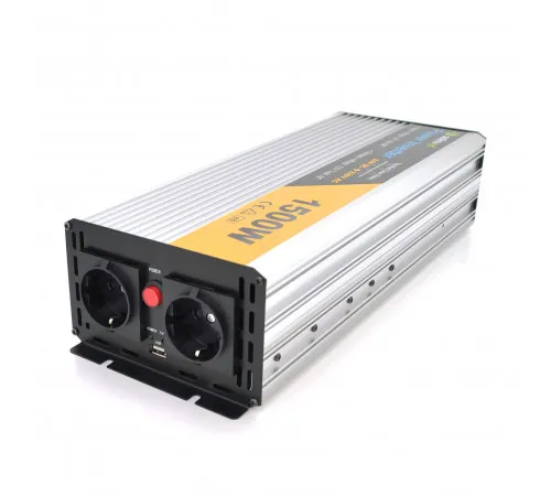 Инвертор напряжения Solinved Sol-Yb24-1500M, 24V/220V, 1500W с аппроксимированной синусоидой, 2Shuko, USB, клеммные провода, Q6