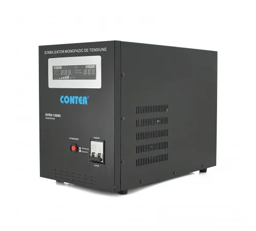 Стабілізатор напруги релейний Conter SVRH-15000VA/10500W однофазний, напольного монтажу, LED дисплей, DC150-270V, AC230±8%, 2*Shuko, Q1