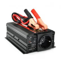 Инвертор напряжения CARMAER1500W (300 Вт), 12/220V с аппроксимированной синусоидой, 1Shuko, 2*USB (DC:5V/2A), крокодилы+ прикуриватели, Q20