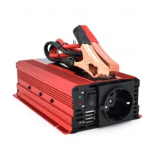 Інвертор напруги KME1200W (DC:600W), 12/220V з апроксимованою синусоїдою, 2 універсальні розетки, 1*USB (DC:5V/2A), крокодили+дроти, Q20